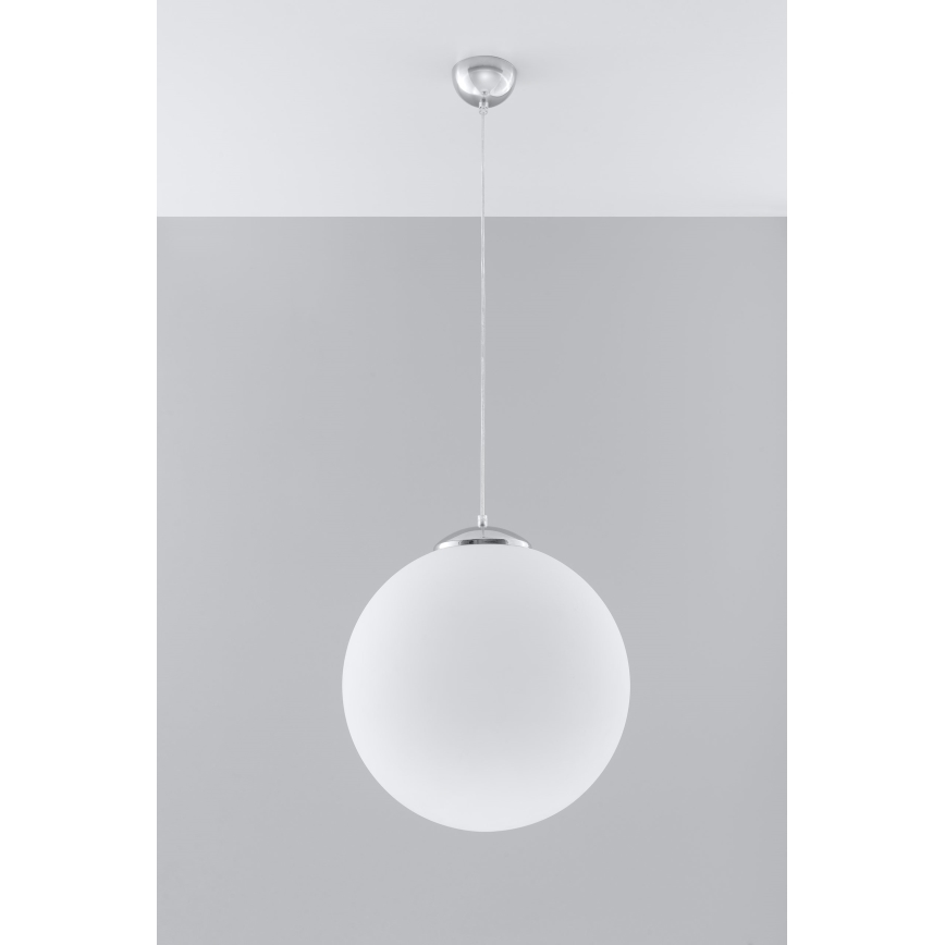 Závesný luster UGO na lane 1xE27/15W/230V Ø 40 cm biela/lesklý chróm
