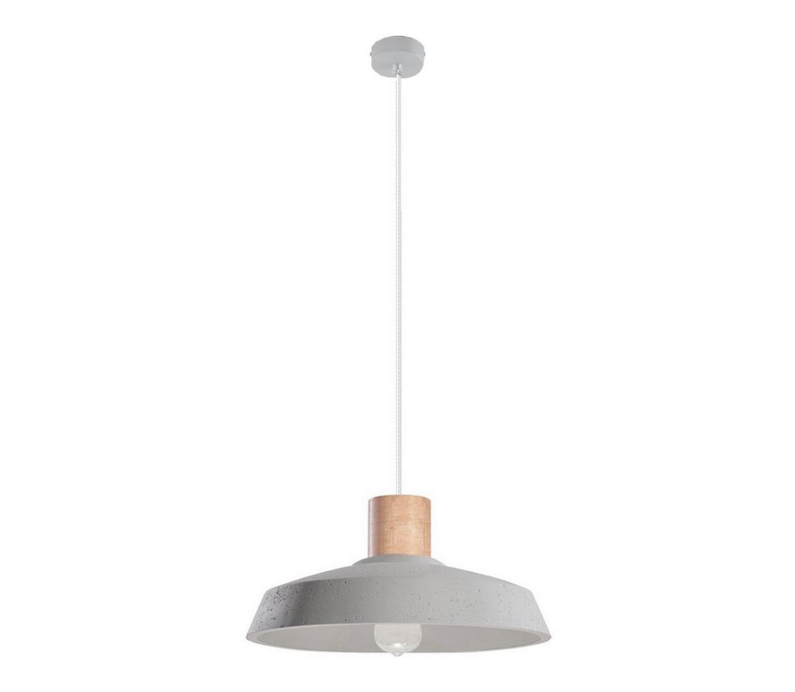  SL.0282 - Luster na lanku AFRA 1xE27/60W/230V šedá/prírodné drevo SL.0282