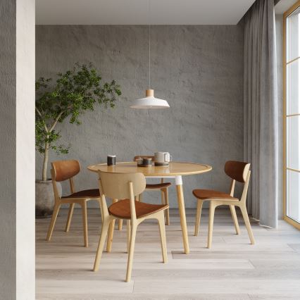 Sollux SL.0282 - Luster na lanku AFRA 1xE27/60W/230V biela/prírodné drevo