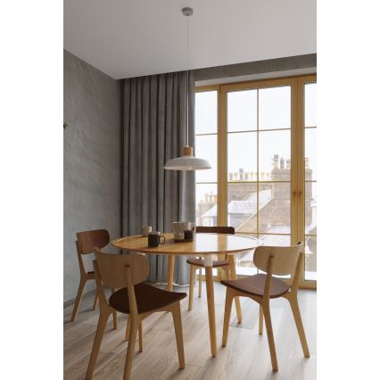 Sollux SL.0282 - Luster na lanku AFRA 1xE27/60W/230V biela/prírodné drevo