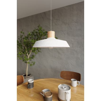 Sollux SL.0282 - Luster na lanku AFRA 1xE27/60W/230V biela/prírodné drevo