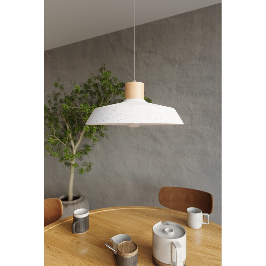 Sollux SL.0282 - Luster na lanku AFRA 1xE27/60W/230V biela/prírodné drevo