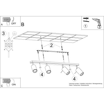 Bodové svietidlo RING 4L 4xGU10/10W/230V biela