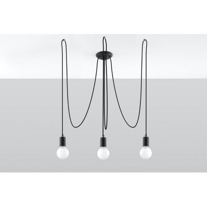 Luster na lanku EDISON 3 3xE27/60W/230V pavúk čierna