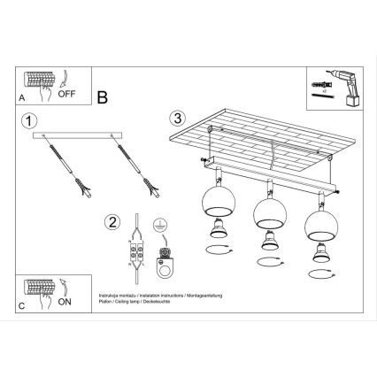 Stropné bodové svietidlo OCULARE 3xGU10/10W/230V