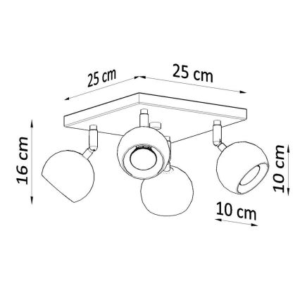 Stropné bodové svietidlo OCULARE 4xGU10/10W/230V