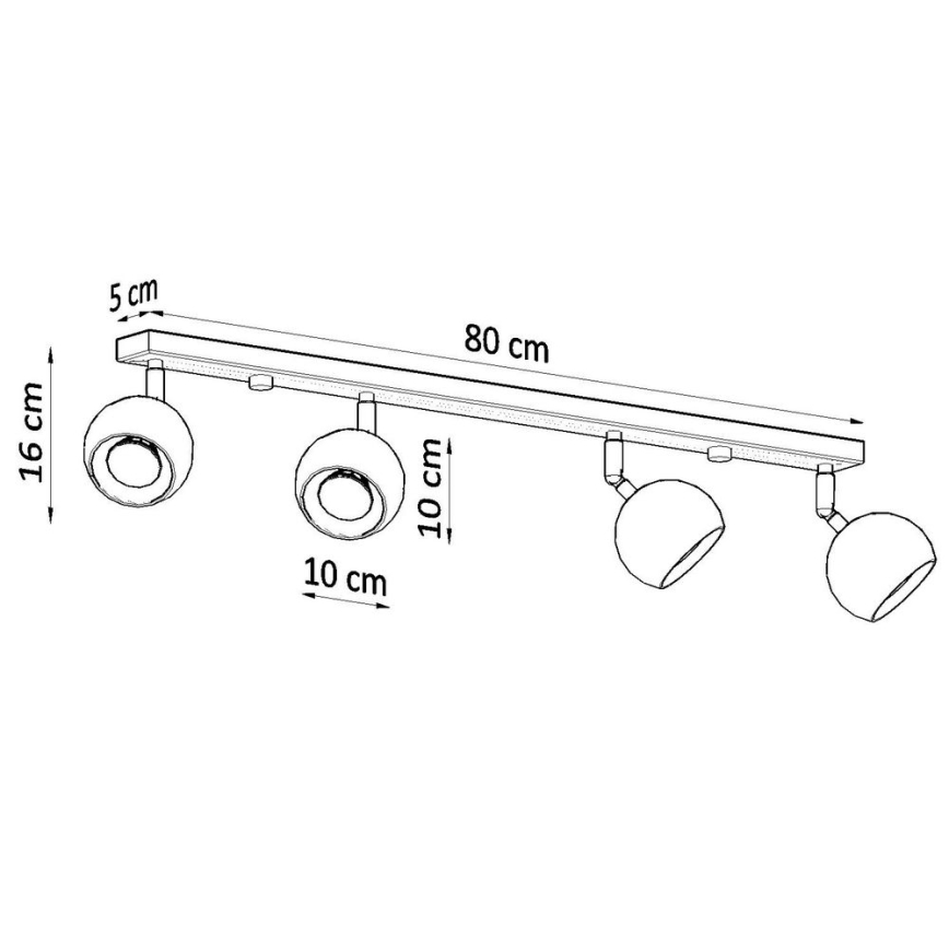 Stropné bodové svietidlo OCULARE 4xGU10/10W/230V