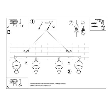 Stropné bodové svietidlo OCULARE 4xGU10/10W/230V