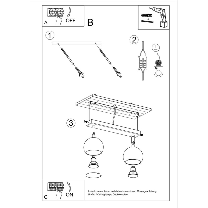 Stropné bodové svietidlo OCULARE 2xGU10/10W/230V