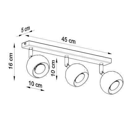 Stropné bodové svietidlo OCULARE 3xGU10/10W/230V