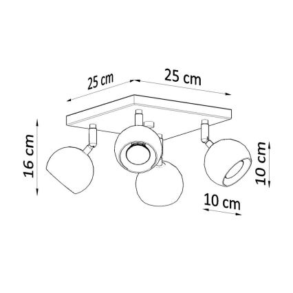 Stropné bodové svietidlo OCULARE 4xGU10/10W/230V