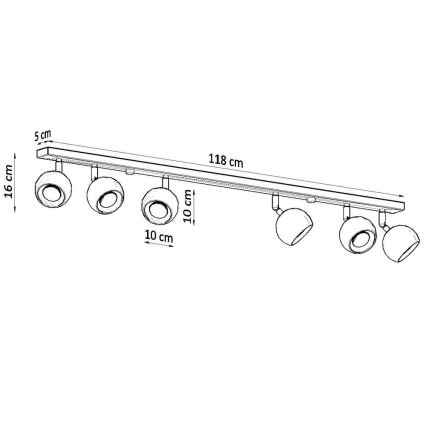 Stropné bodové svietidlo OCULARE 6xGU10/10W/230V