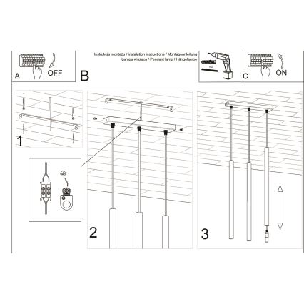 Luster na lanku PASTELO 3xG9/8W/230V biela