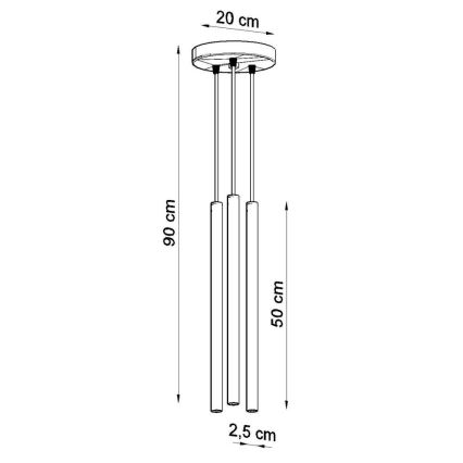 Luster na lanku PASTELO 3xG9/8W/230V čierna