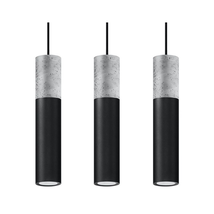 Luster na lanku BORGIO 3xGU10/40W/230V betón/kov čierna