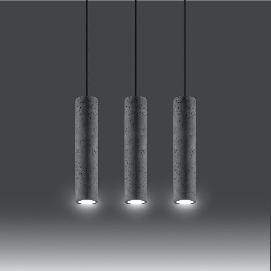 Luster na lanku LUVO 3xGU10/40W/230V betón/čierna