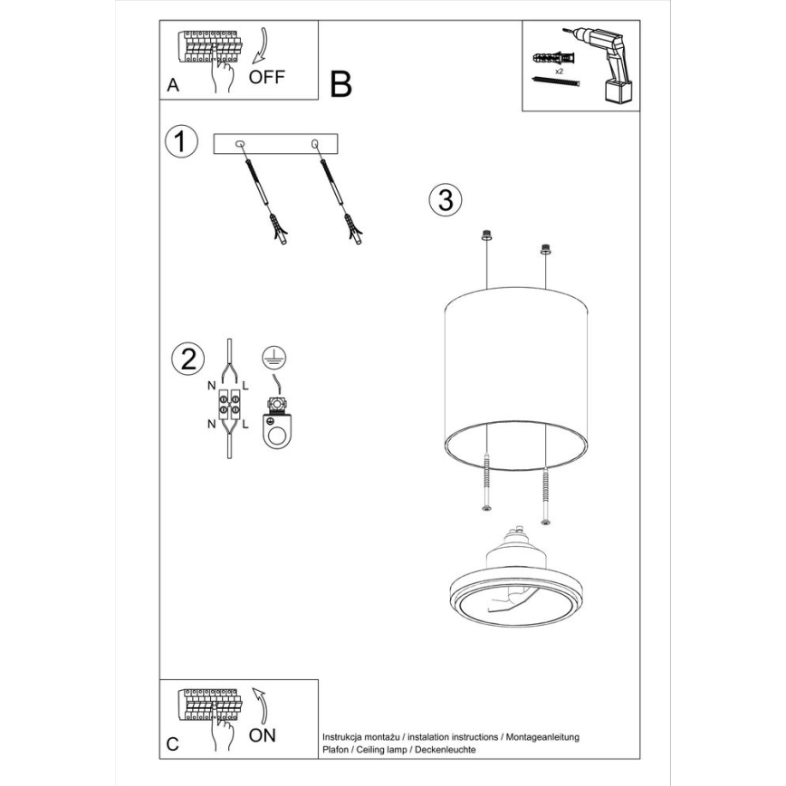 Bodové svietidlo TIUBE 1xGU10-AR111/10W/230V