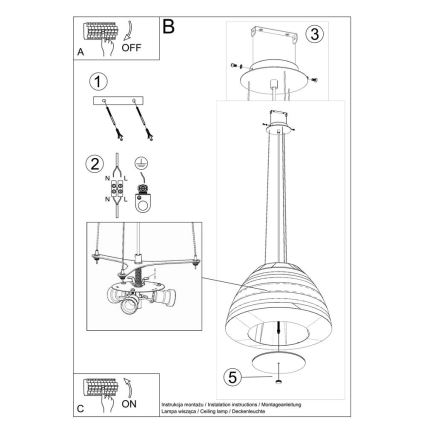 Luster na lanku BELLA 3xE27/60W/230V pr. 60 cm biela