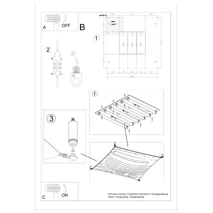 LED stropné svietidlo LUNA 6xG13/8,5W/230V 140x140 cm biela
