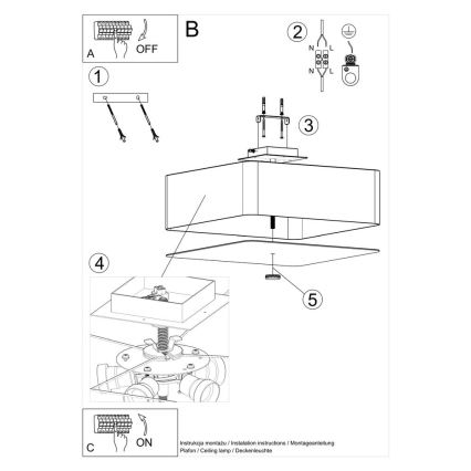 Stropné svietidlo LOKKO 5xE27/60W/230V 45 cm čierna