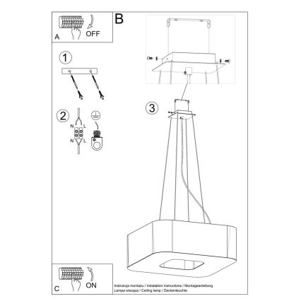 Luster na lanku URANO 8xE27/60W/230V 60 cm biela