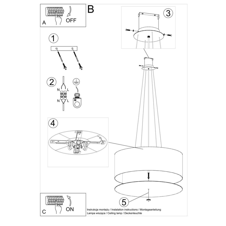 Luster na lanku OTTO 6xE27/60W/230V pr. 70 cm čierna