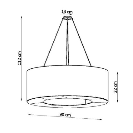 Luster na lanku SATURNO 8xE27/60W/230V pr. 90 cm biela