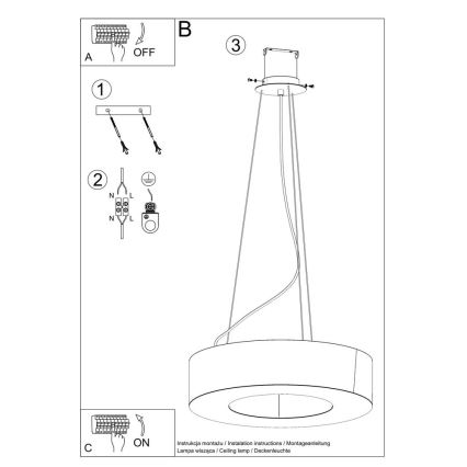 Luster na lanku SATURNO 8xE27/60W/230V pr. 90 cm čierna