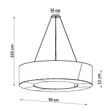 Luster na lanku SATURNO SLIM 8xE27/60W/230V pr. 90 cm čierna