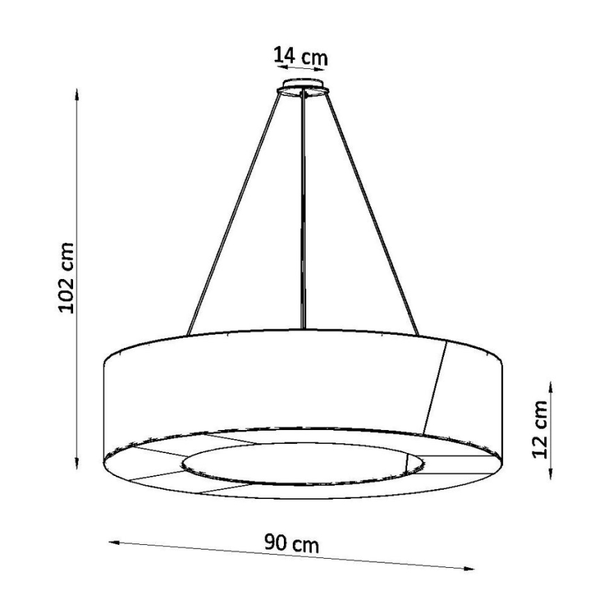 Luster na lanku SATURNO SLIM 8xE27/60W/230V pr. 90 cm čierna