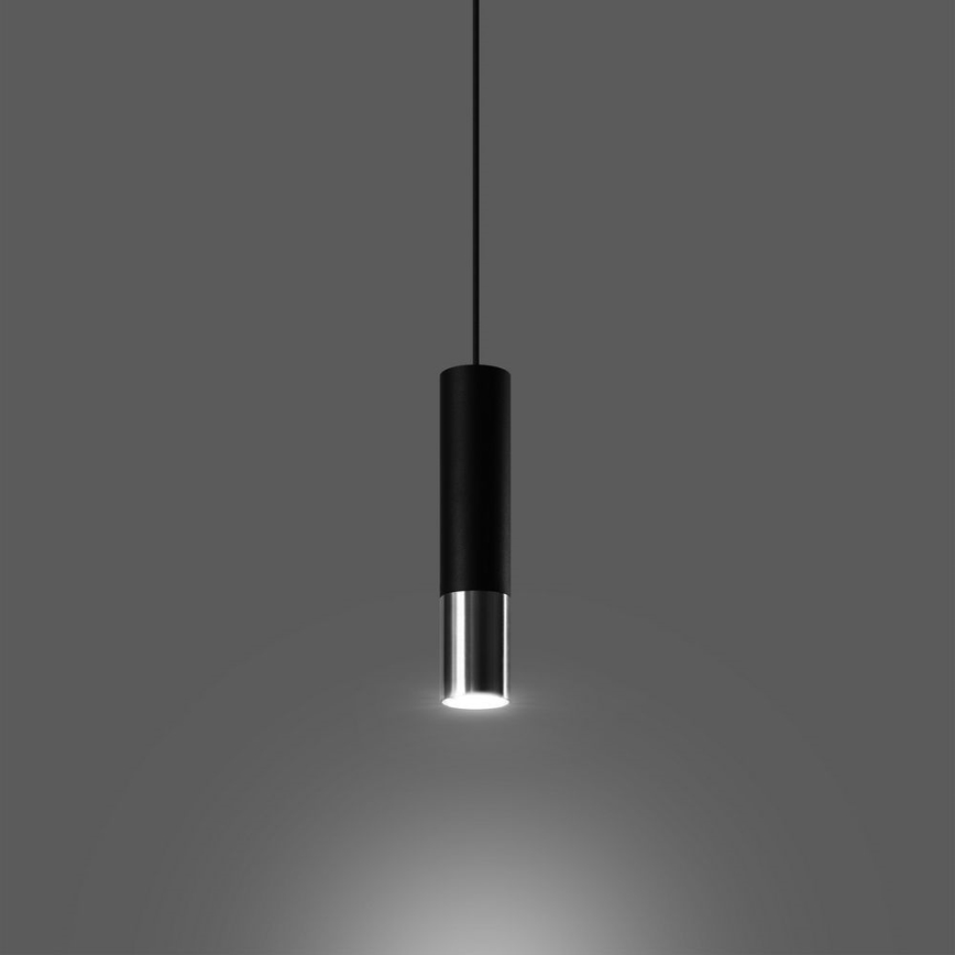 Luster na lanku LOOPEZ 1xGU10/10W/230V čierna/lesklý chróm