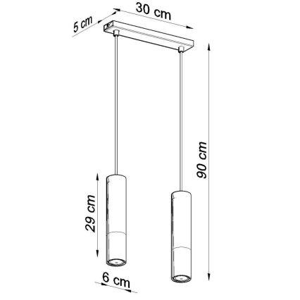 Luster na lanku LOOPEZ 2xGU10/40W/230V čierna/chróm