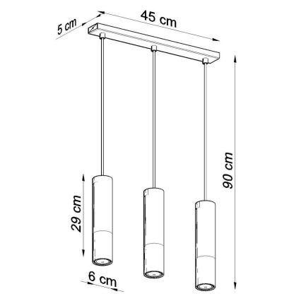 Luster na lanku LOOPEZ 3xGU10/10W/230V čierna/chróm