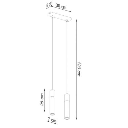 Luster na lanku ZANE 2xGU10/40W/230V betón/breza/buk