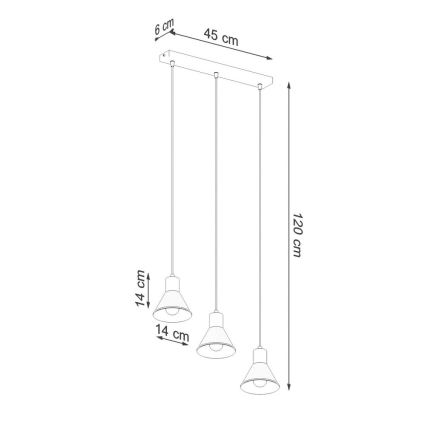 Luster na lanku TALEJA 3xE27/60W/230V biela