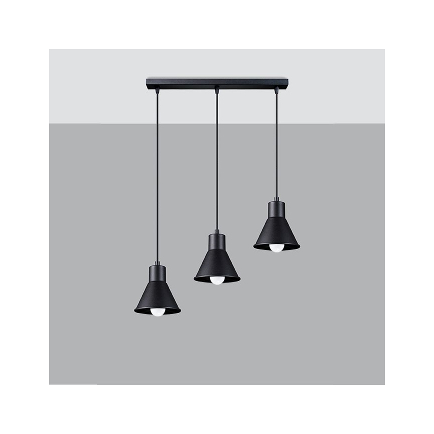 Luster na lanku TALEJA 3xE27/60W/230V čierna