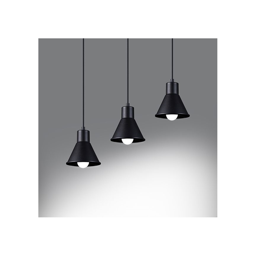 Luster na lanku TALEJA 3xE27/60W/230V čierna