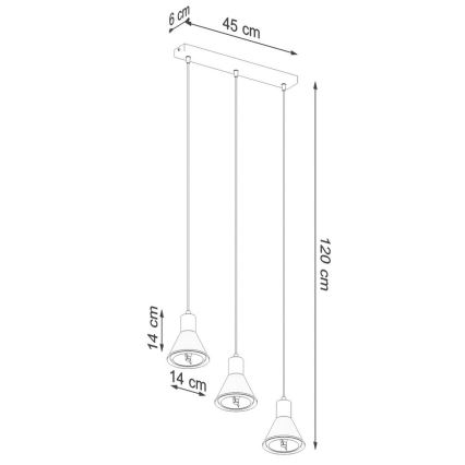 Luster na lanku TAZILA 3xES111/60W/230V biela