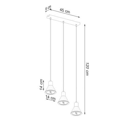 Luster na lanku TAZILA 3xES111/60W/230V čierna