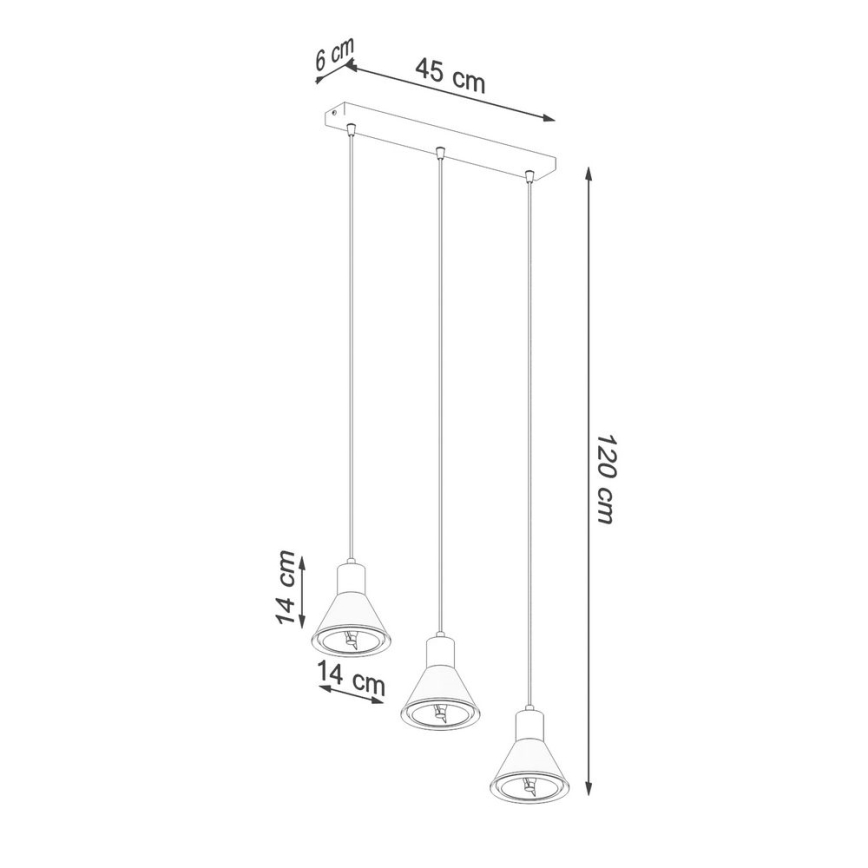 Luster na lanku TAZILA 3xES111/60W/230V čierna