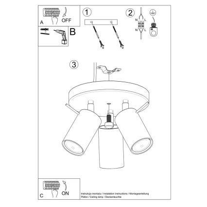 Bodové svietidlo RING 3xGU10/10W/230V čierna
