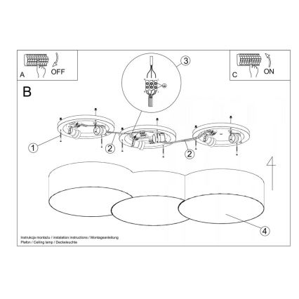 Stropné svietidlo CIRCLE 6xE27/60W/230V biela