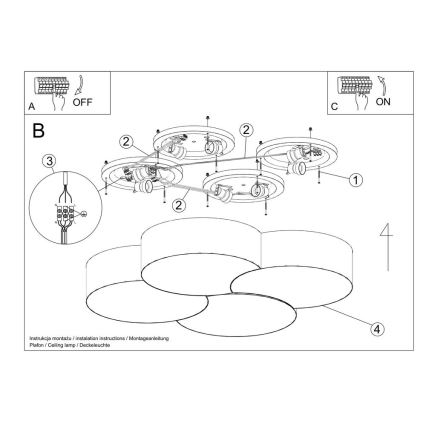 Stropné svietidlo CIRCLE 8xE27/60W/230V biela