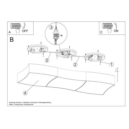 Stropné svietidlo SQUARE 6xE27/60W/230V biela