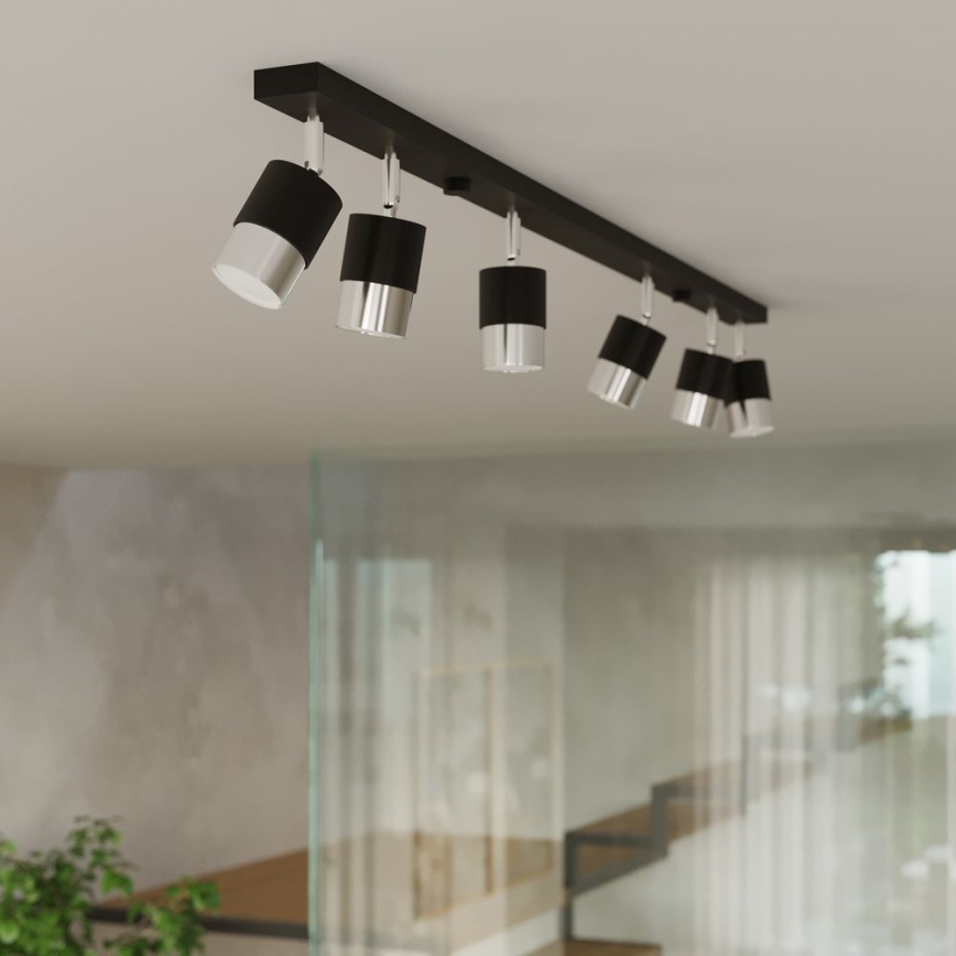 Bodové svietidlo NERO 6xGU10/40W/230V čierna/lesklý chróm