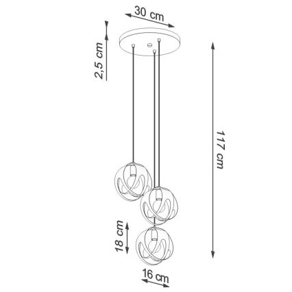 Luster na lanku TULOS 3xE27/60W/230V biela