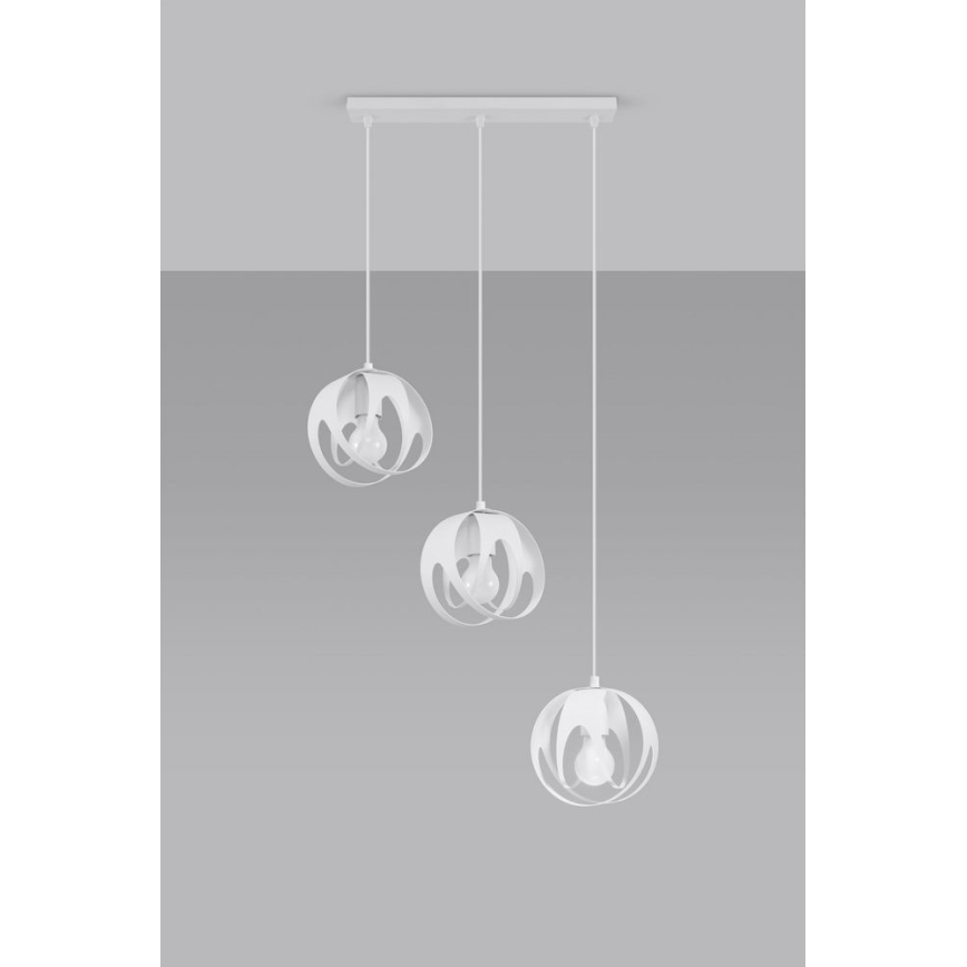 Luster na lanku TULOS 3xE27/60W/230V biela