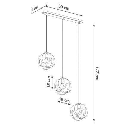 Luster na lanku TULOS 3xE27/60W/230V biela