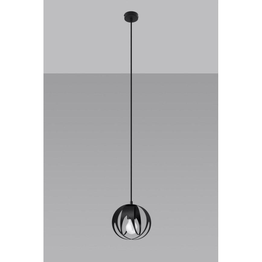Luster na lanku TULOS 1xE27/60W/230V čierna