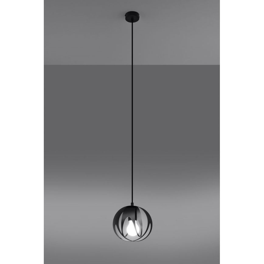 Luster na lanku TULOS 1xE27/60W/230V čierna